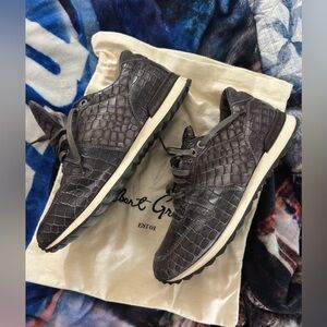 Robert Graham AMAZON Gray Croc Embossed Italian Leather Lace Size 10.5 dust bag.